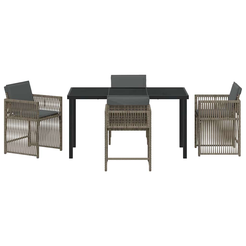 Set da Pranzo per Giardino 5 pcs Grigio polyrattan - homemem39