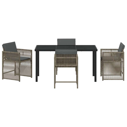 Set da Pranzo per Giardino 5 pcs Grigio polyrattan - homemem39