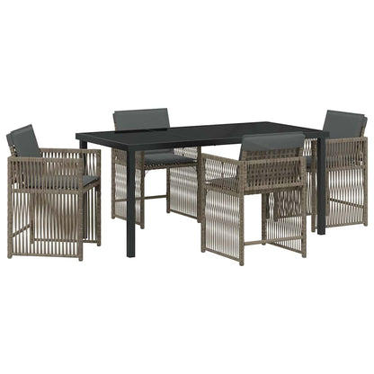 Set da Pranzo per Giardino 5 pcs Grigio polyrattan - homemem39