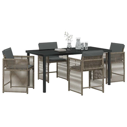 Set da Pranzo per Giardino 5 pcs Grigio polyrattan - homemem39