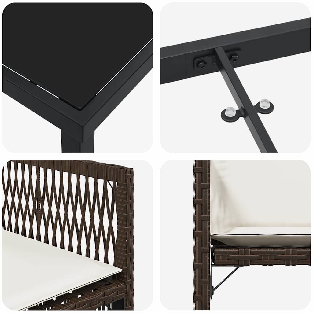 Set da Pranzo per Giardino 5 pcs Marrone polyrattan - homemem39