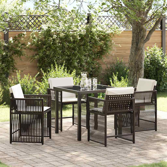 Set da Pranzo per Giardino 5 pcs Marrone polyrattan - homemem39