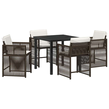 Set da Pranzo per Giardino 5 pcs Marrone polyrattan - homemem39