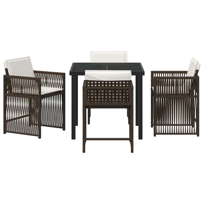 Set da Pranzo per Giardino 5 pcs Marrone polyrattan - homemem39