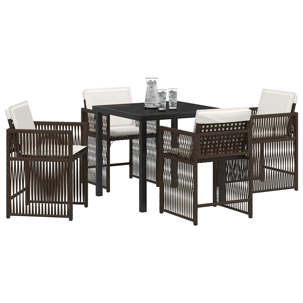 Set da Pranzo per Giardino 5 pcs Marrone polyrattan - homemem39