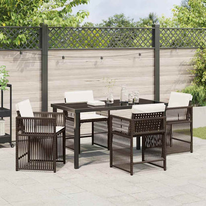Set da Pranzo per Giardino 5 pcs Marrone polyrattan - homemem39
