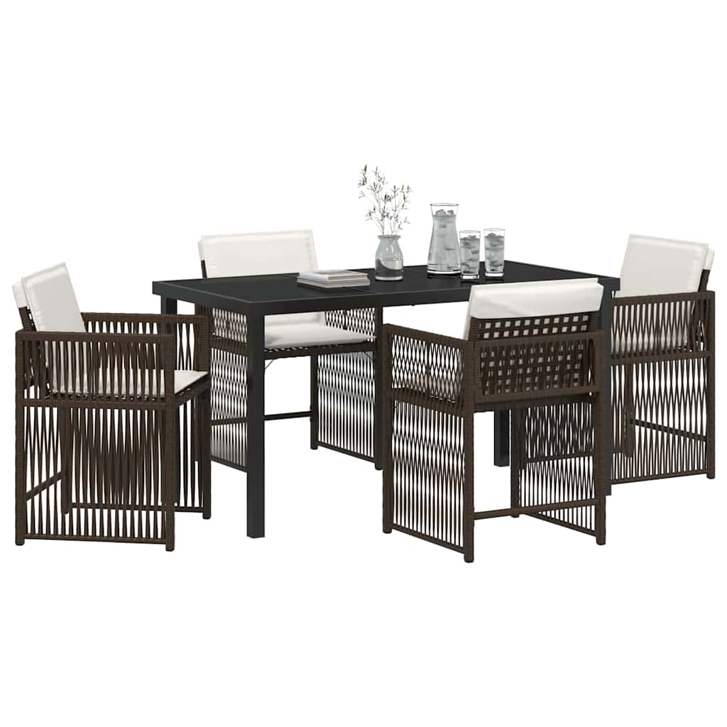 Set da Pranzo per Giardino 5 pcs Marrone polyrattan - homemem39