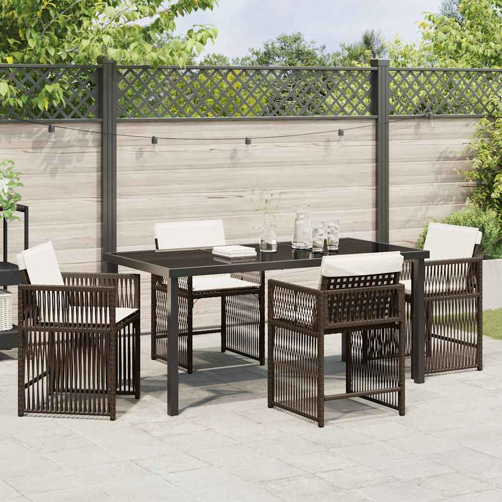 Set da Pranzo per Giardino 5 pcs Marrone polyrattan - homemem39