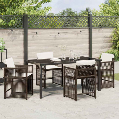 Set da Pranzo per Giardino 5 pcs Marrone polyrattan - homemem39