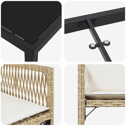 Set da Pranzo per Giardino 5 pcs Beige polyrattan - homemem39