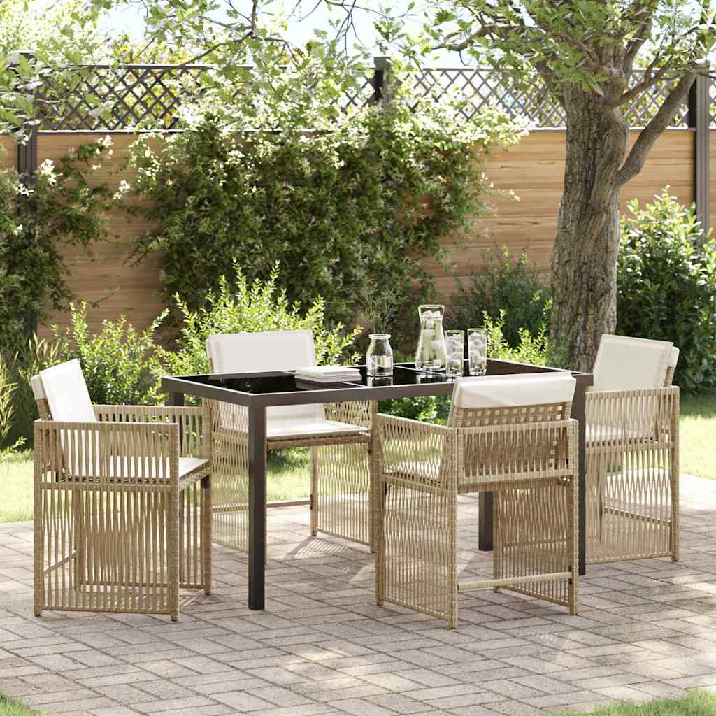 Set da Pranzo per Giardino 5 pcs Beige polyrattan - homemem39
