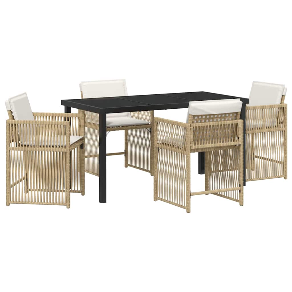 Set da Pranzo per Giardino 5 pcs Beige polyrattan - homemem39