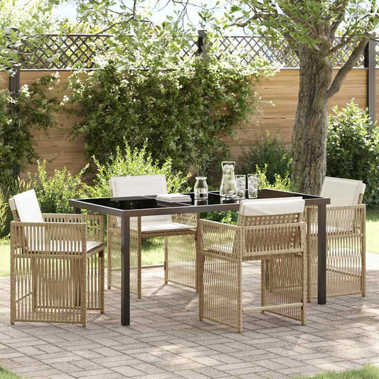 Set da Pranzo per Giardino 5 pcs Beige polyrattan - homemem39