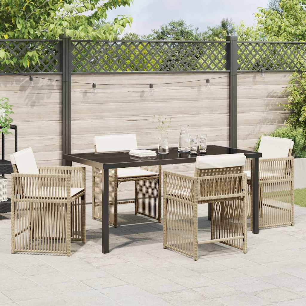 Set da Pranzo per Giardino 5 pcs Beige polyrattan | homemem39