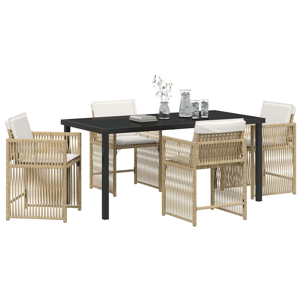 Set da Pranzo per Giardino 5 pcs Beige polyrattan | homemem39