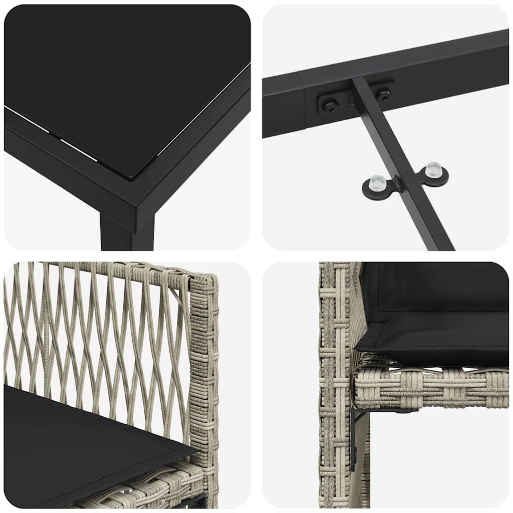 Set da Pranzo per Giardino 5 pcs Grigio chiaro polyrattan - homemem39