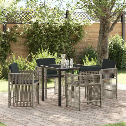 Set da Pranzo per Giardino 5 pcs Grigio chiaro polyrattan - homemem39