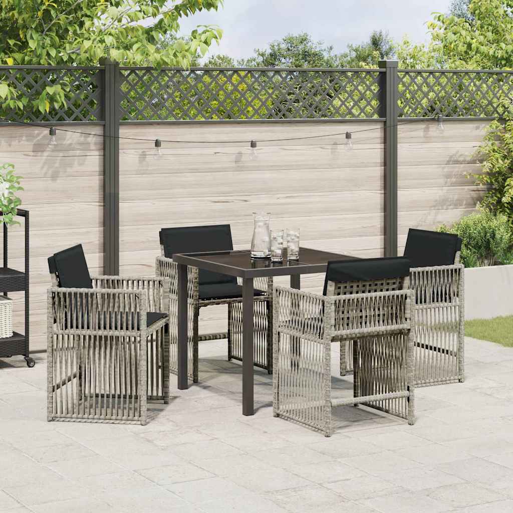 Set da Pranzo per Giardino 5 pcs Grigio chiaro polyrattan - homemem39