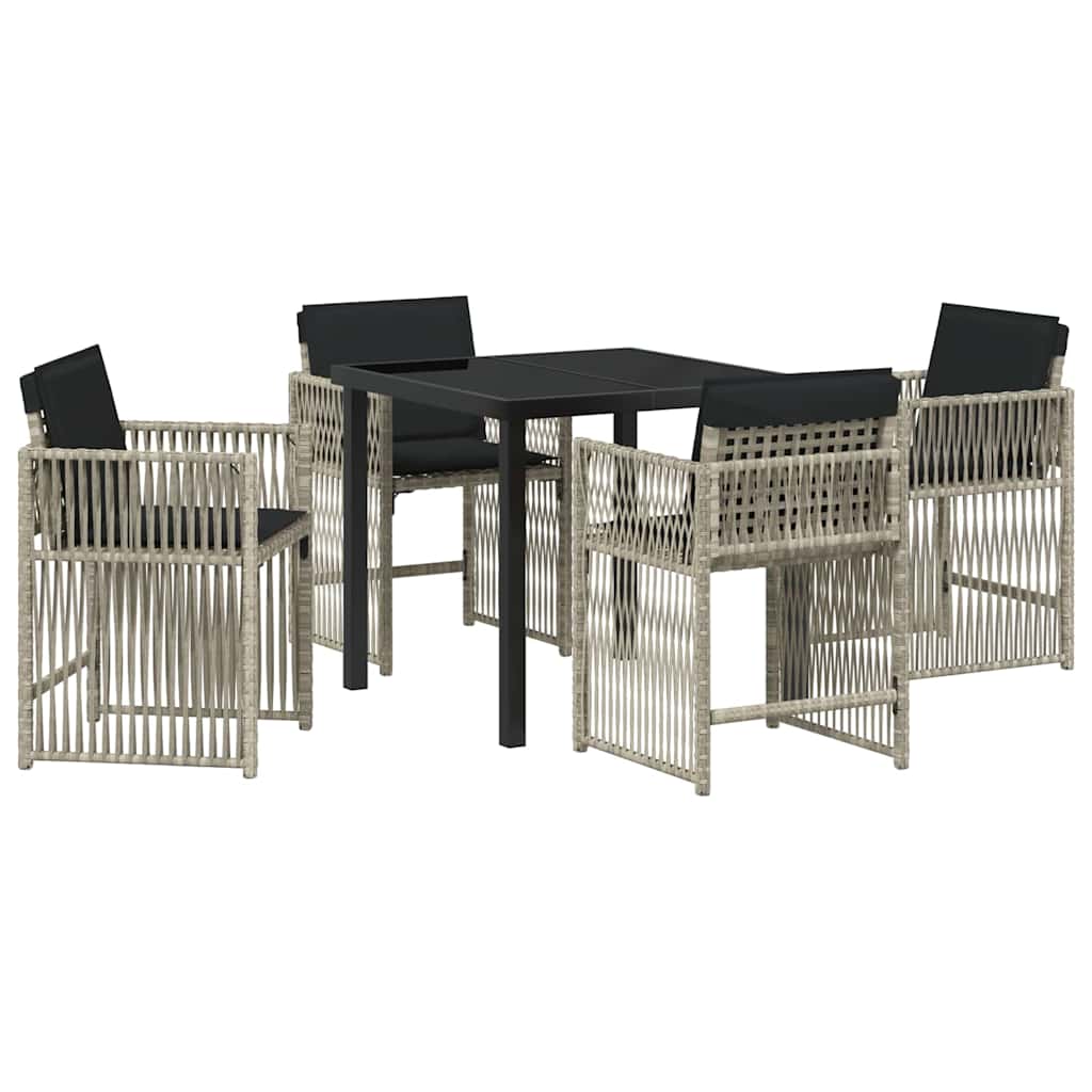 Set da Pranzo per Giardino 5 pcs Grigio chiaro polyrattan - homemem39