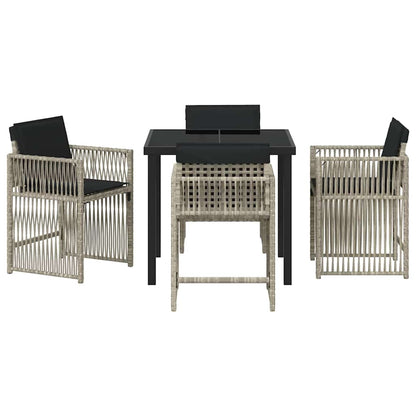 Set da Pranzo per Giardino 5 pcs Grigio chiaro polyrattan - homemem39