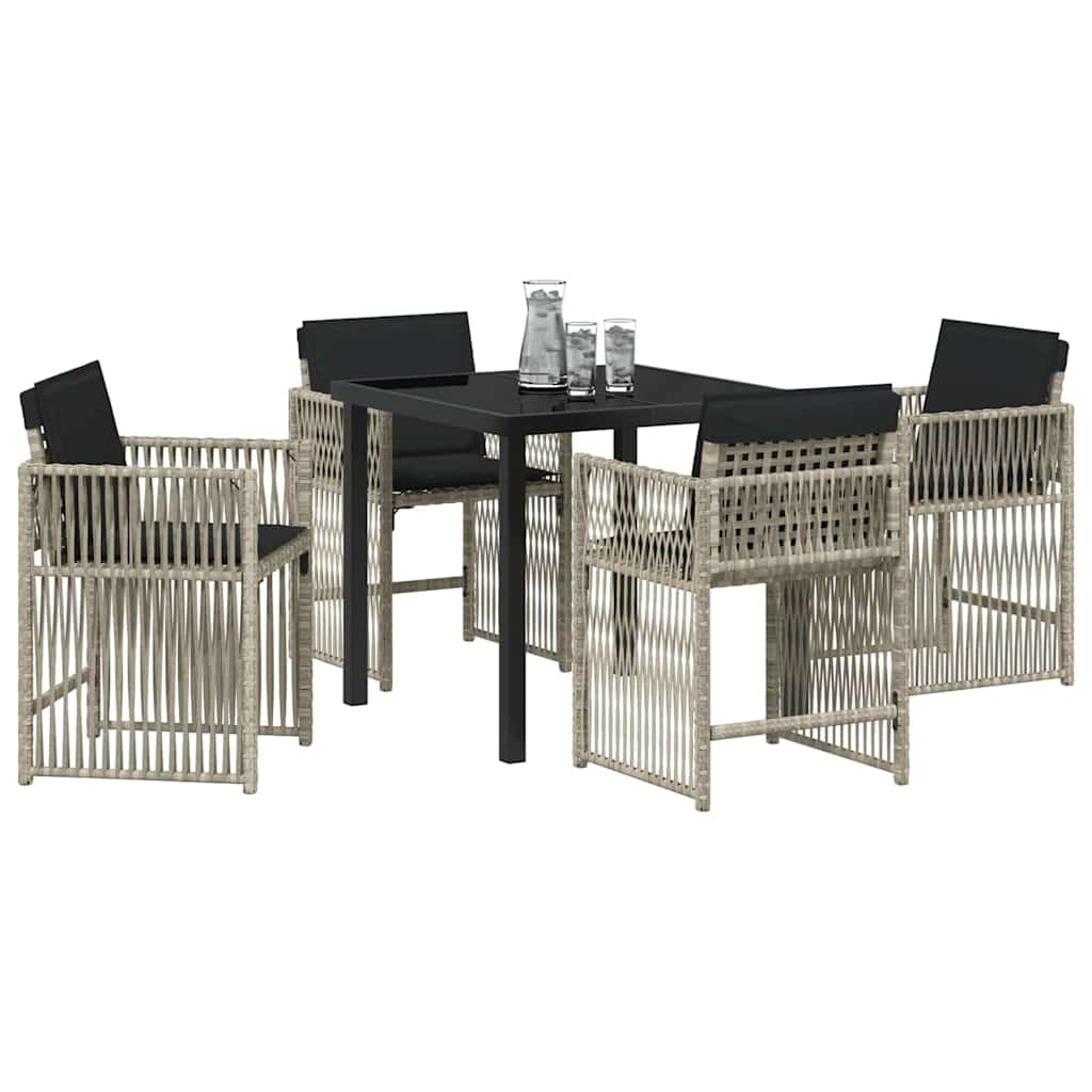 Set da Pranzo per Giardino 5 pcs Grigio chiaro polyrattan - homemem39