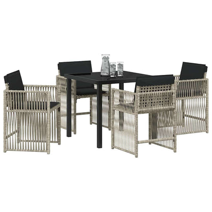 Set da Pranzo per Giardino 5 pcs Grigio chiaro polyrattan - homemem39