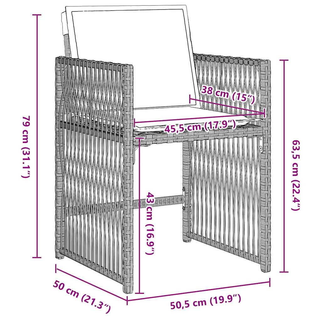Set da Pranzo per Giardino 5 pcs Grigio chiaro polyrattan - homemem39