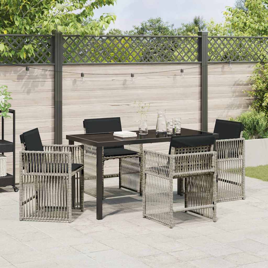 Set da Pranzo per Giardino 5 pcs Grigio chiaro polyrattan | homemem39