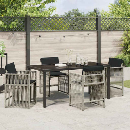 Set da Pranzo per Giardino 5 pcs Grigio chiaro polyrattan | homemem39