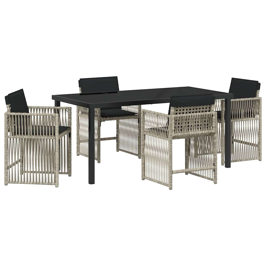 Set da Pranzo per Giardino 5 pcs Grigio chiaro polyrattan | homemem39