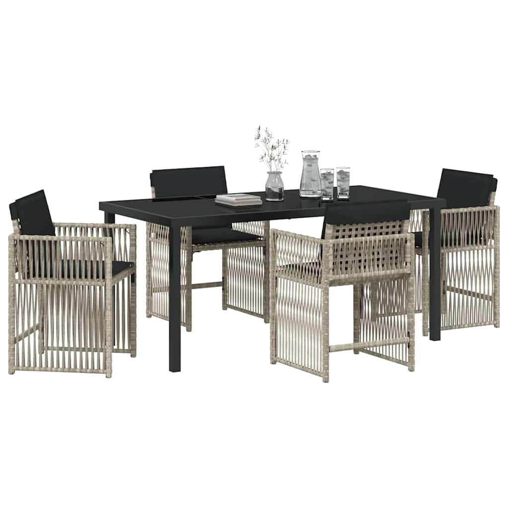 Set da Pranzo per Giardino 5 pcs Grigio chiaro polyrattan | homemem39