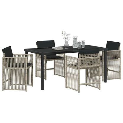 Set da Pranzo per Giardino 5 pcs Grigio chiaro polyrattan | homemem39