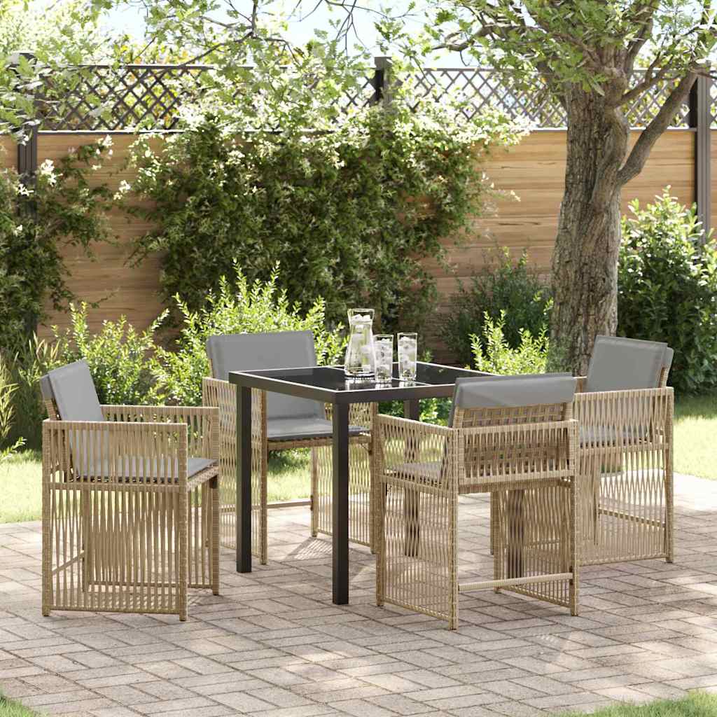 Set da Pranzo per Giardino 5 pcs Beige polyrattan - homemem39