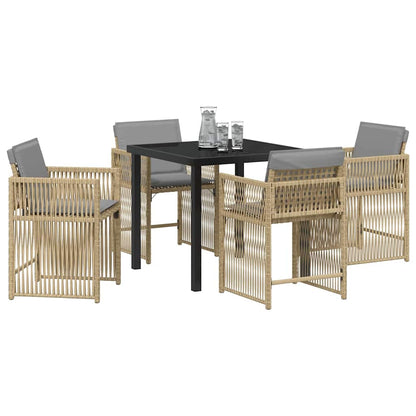 Set da Pranzo per Giardino 5 pcs Beige polyrattan - homemem39