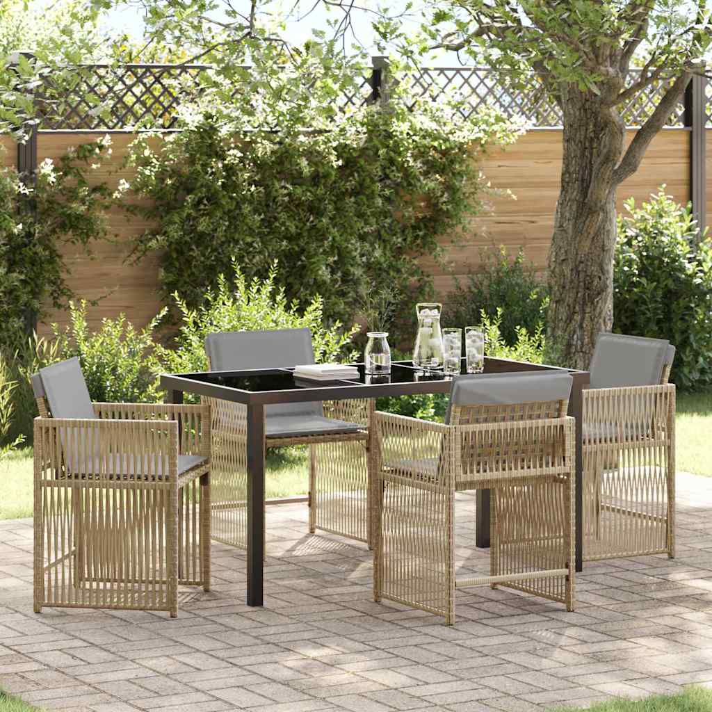 Set da Pranzo per Giardino 5 pcs Beige polyrattan - homemem39
