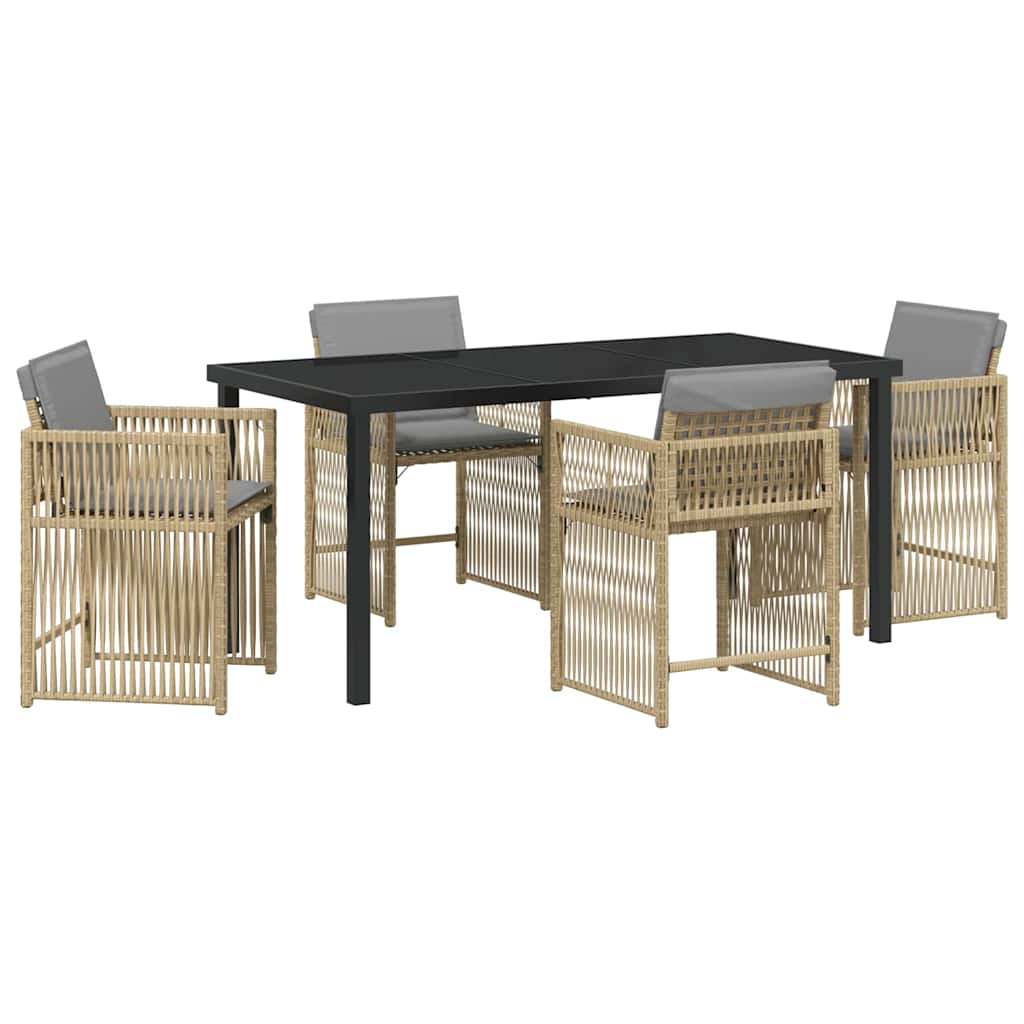 Set da Pranzo per Giardino 5 pcs Beige polyrattan - homemem39