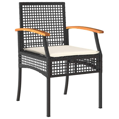Set da Pranzo per Giardino 3 pcs Nero polyrattan - homemem39