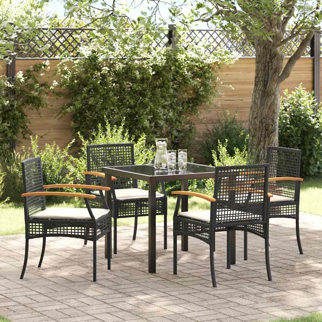 Set da Pranzo per Giardino 5 pcs Nero polyrattan - homemem39