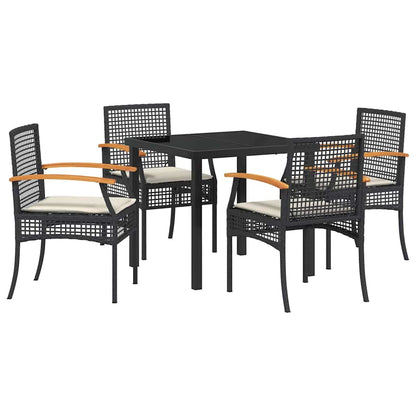 Set da Pranzo per Giardino 5 pcs Nero polyrattan - homemem39