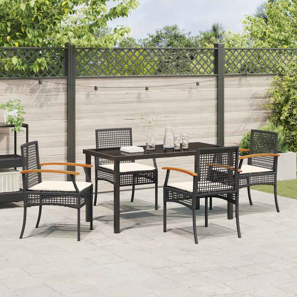 Set da Pranzo per Giardino 5 pcs Nero polyrattan - homemem39