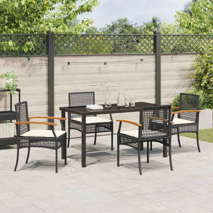 Set da Pranzo per Giardino 5 pcs Nero polyrattan - homemem39