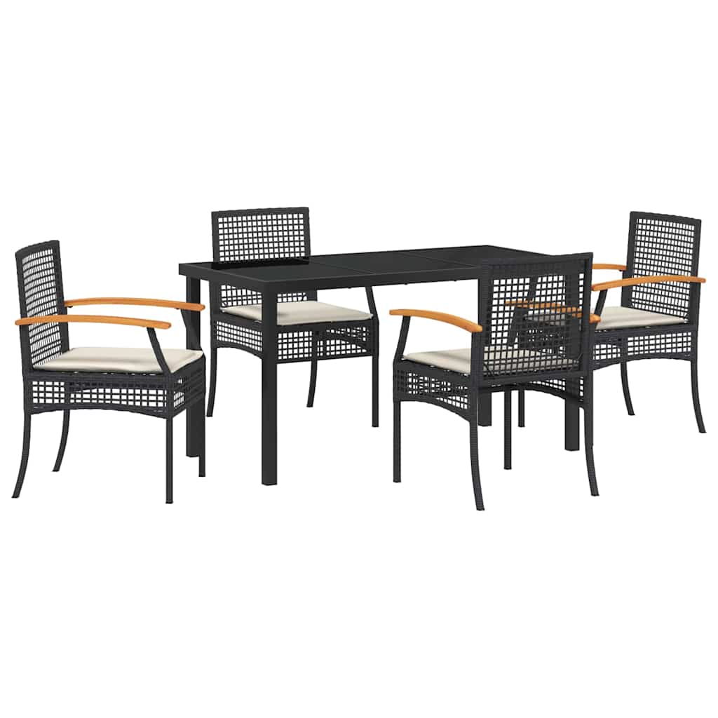 Set da Pranzo per Giardino 5 pcs Nero polyrattan - homemem39