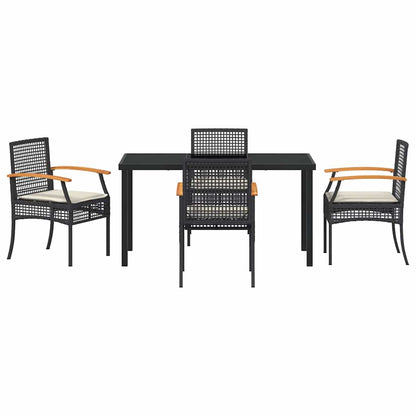 Set da Pranzo per Giardino 5 pcs Nero polyrattan - homemem39