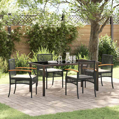 Set da Pranzo per Giardino 5 pcs Nero polyrattan - homemem39