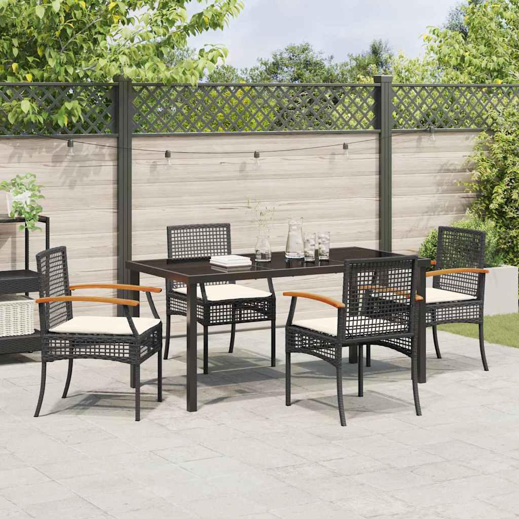 Set da Pranzo per Giardino 5 pcs Nero polyrattan - homemem39