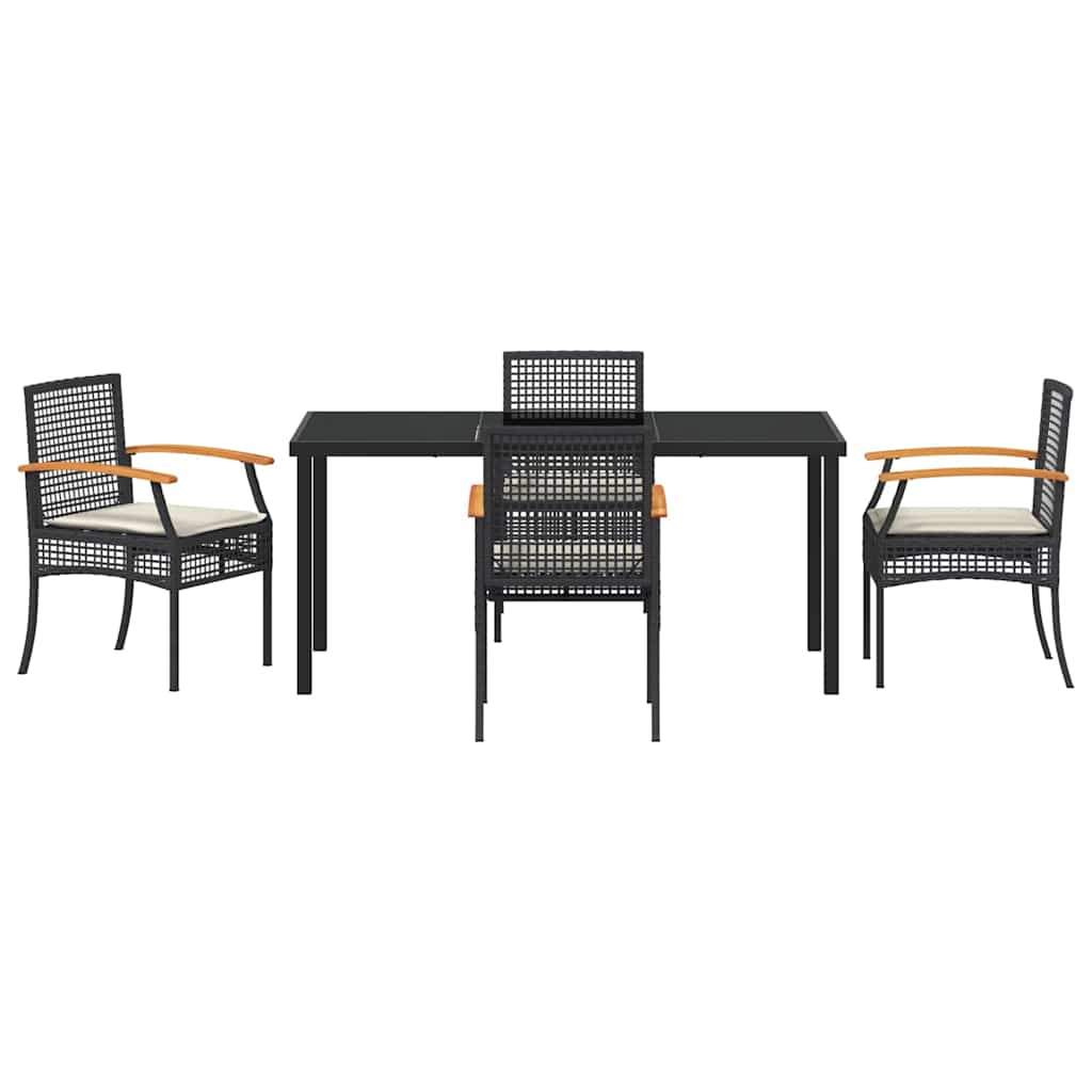 Set da Pranzo per Giardino 5 pcs Nero polyrattan - homemem39