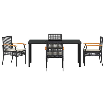 Set da Pranzo per Giardino 5 pcs Nero polyrattan - homemem39