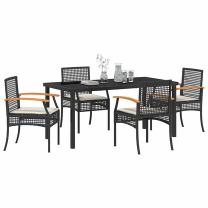 Set da Pranzo per Giardino 5 pcs Nero polyrattan - homemem39