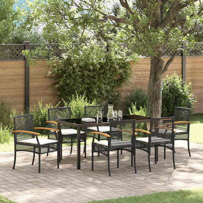 Set da Pranzo per Giardino 7 pcs Nero polyrattan - homemem39