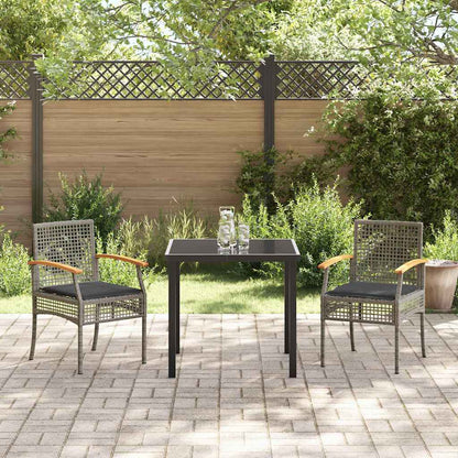 Set da Pranzo per Giardino 3 pcs Grigio polyrattan - homemem39